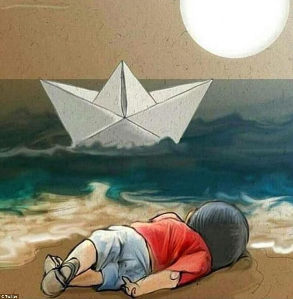 Малюнок на підтримку загиблого сирійського хлопчика