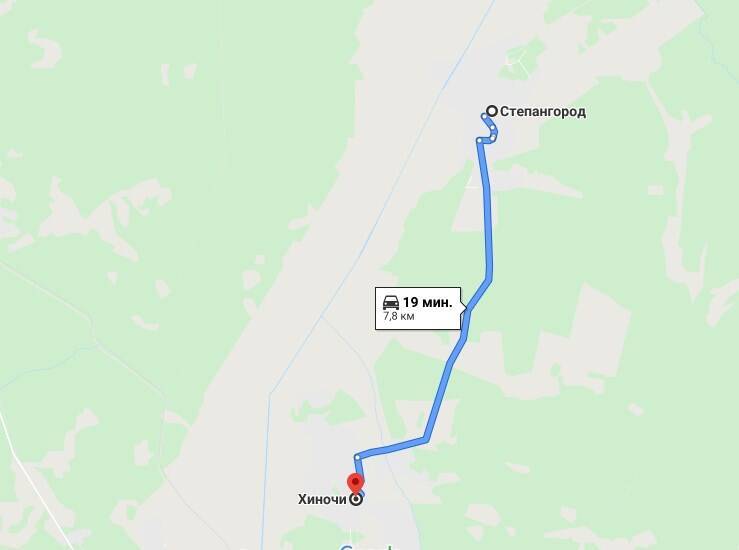 Расстояние между селами менее 8 км/