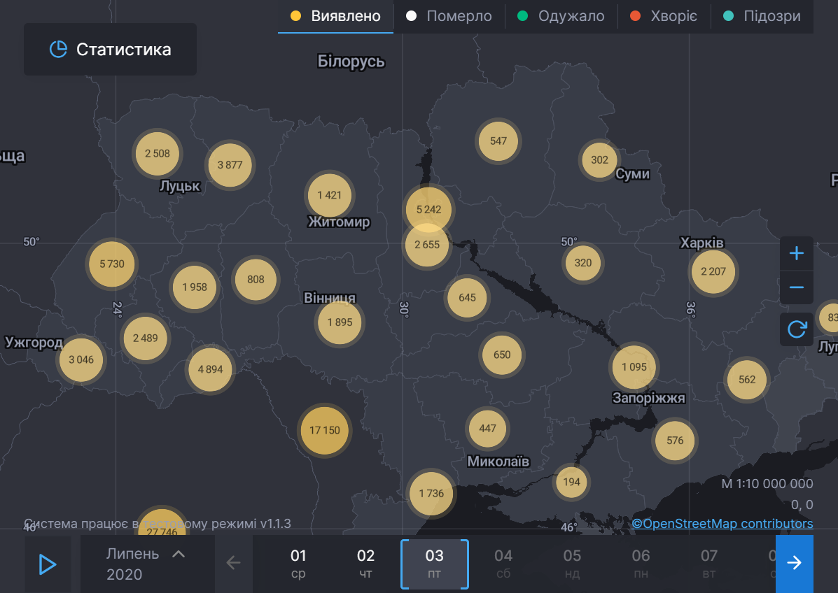 Статистика захворюваності в Україні.