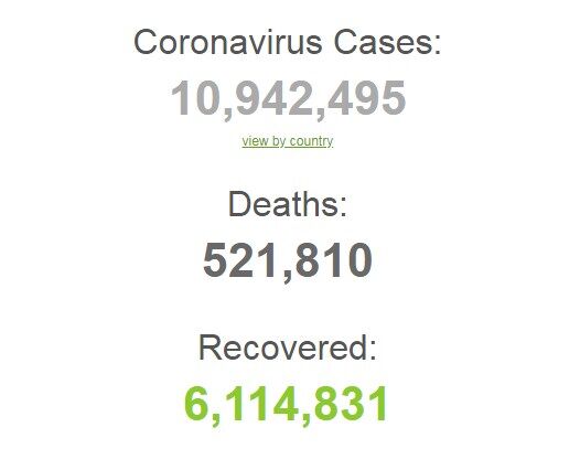 Коронавирусом заразились более 10,9 млн