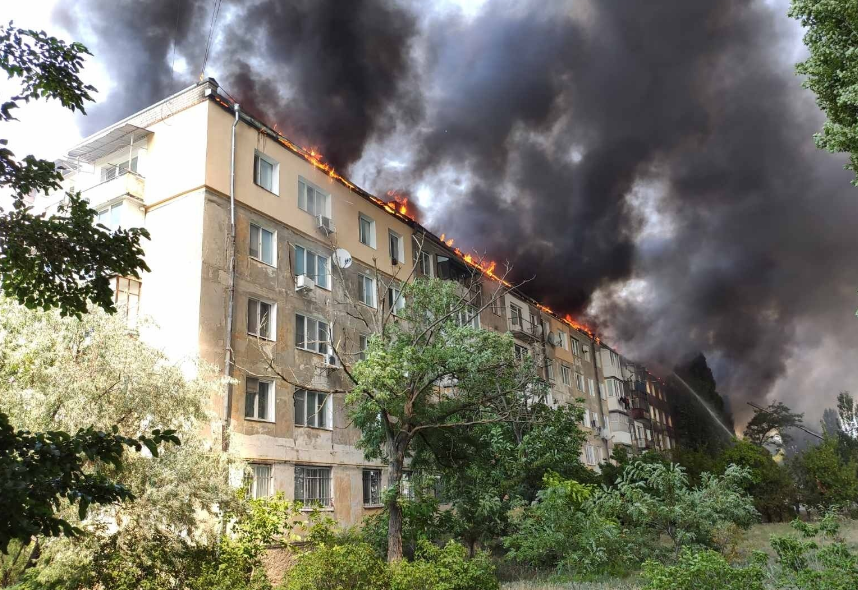 Пожар в Новой Каховке.