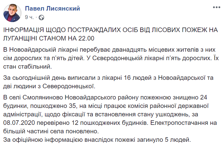 Лісова пожежа в Луганській області