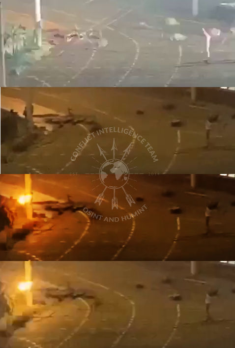 Раскадровка видео, где видно выстрел силовика (вспышка со стороны людей в форме).