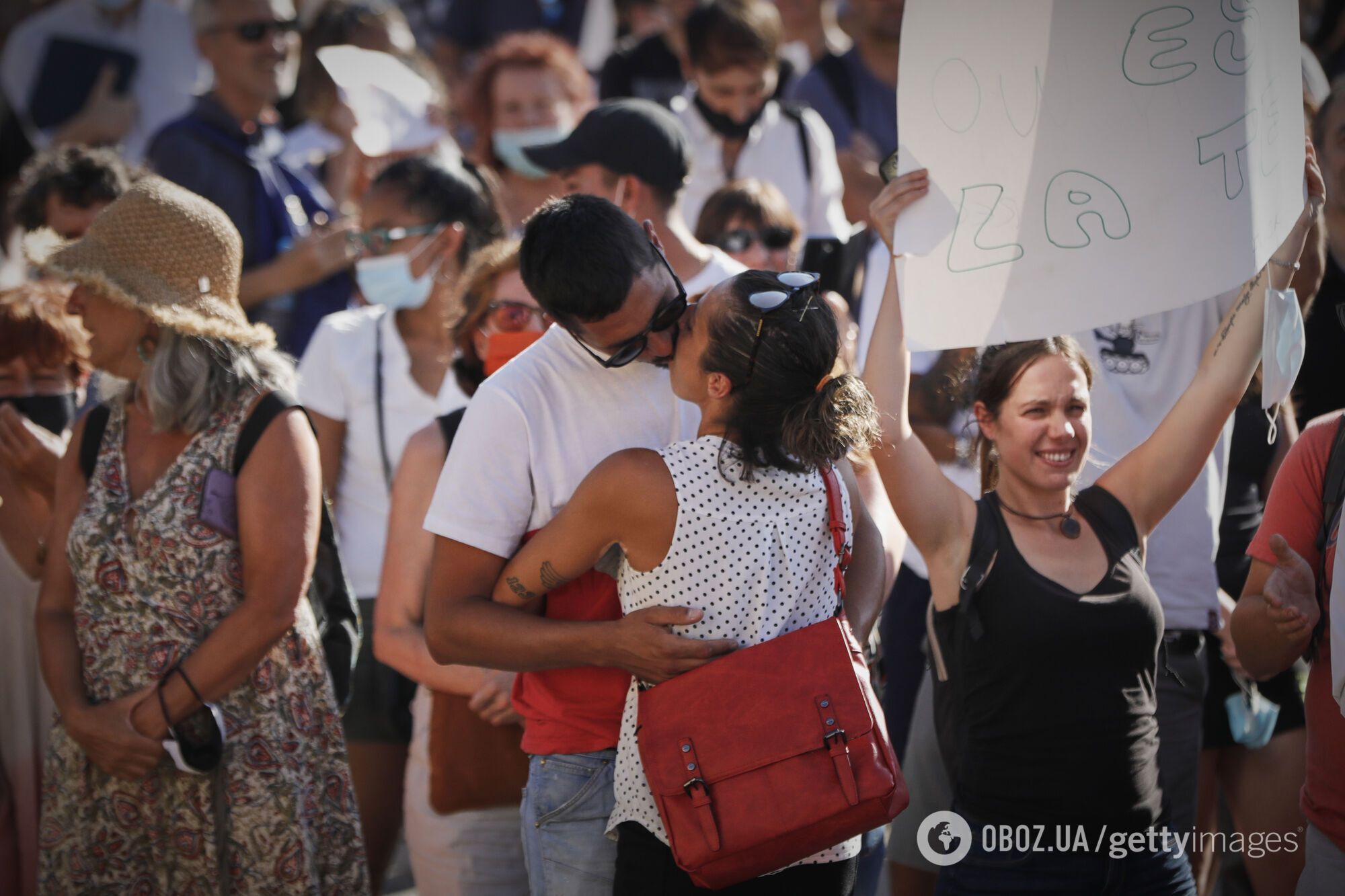Многие участники протеста в Мадриде были без масок
