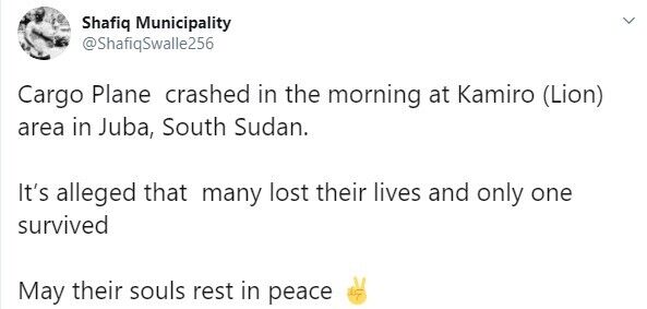 У Південному Судані розбився вантажний літак.