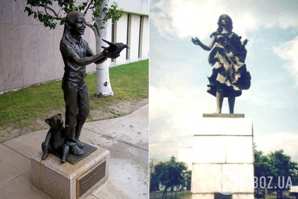 Памятник Саманте Смит в городе Огаста (штат Мэн, США), установленный 22 декабря 1986 года. А также памятник девочке в Москве, правда, до этого времени его якобы снесли
