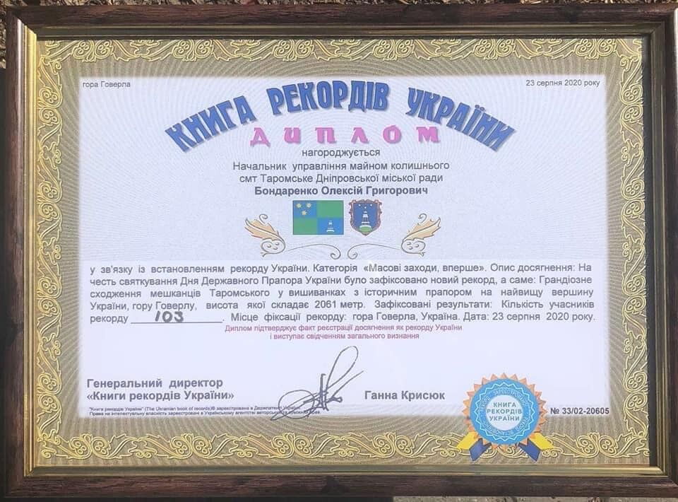 Событие зафиксировали в Книге рекордов Украины