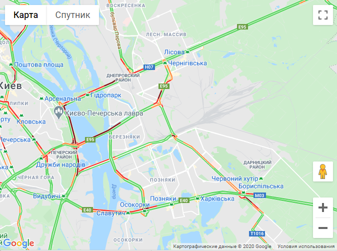 Пробки на левом берегу Киева