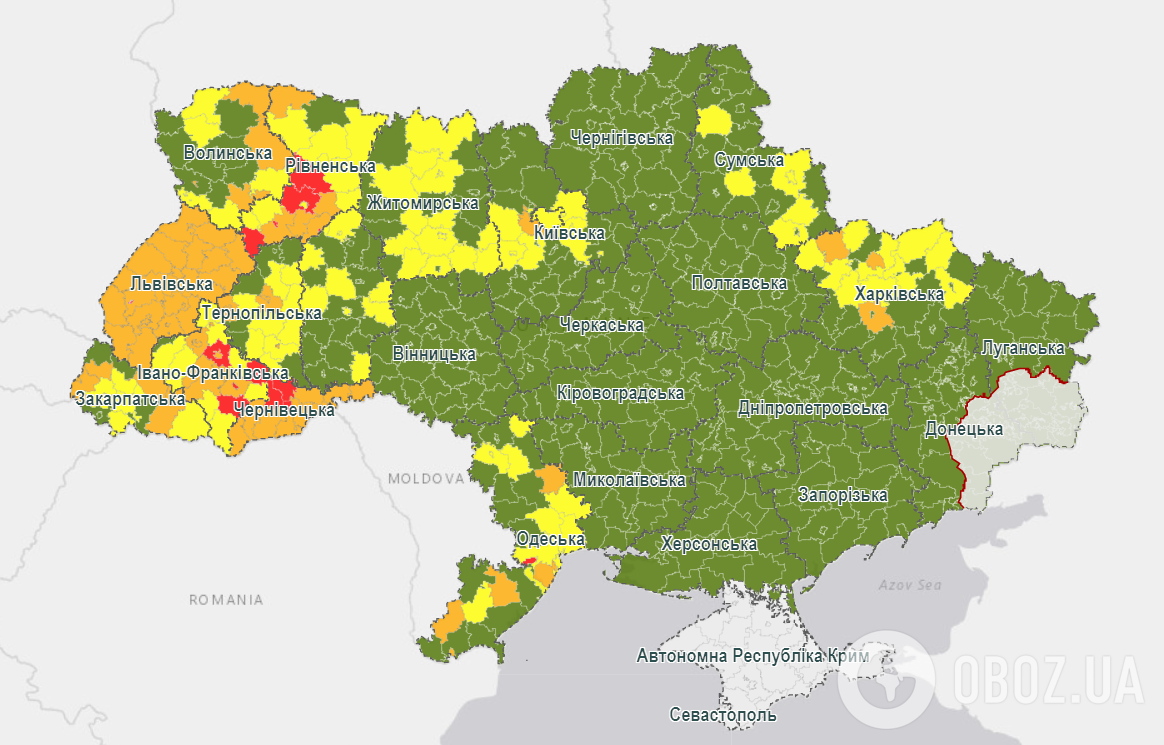 У кожній епідемічній зоні діятимуть обмеження "зеленої" та додаються нові