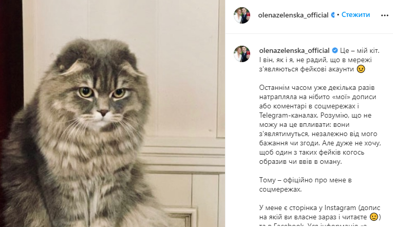 Зеленская предупредила о фейковых страницах в соцсетях