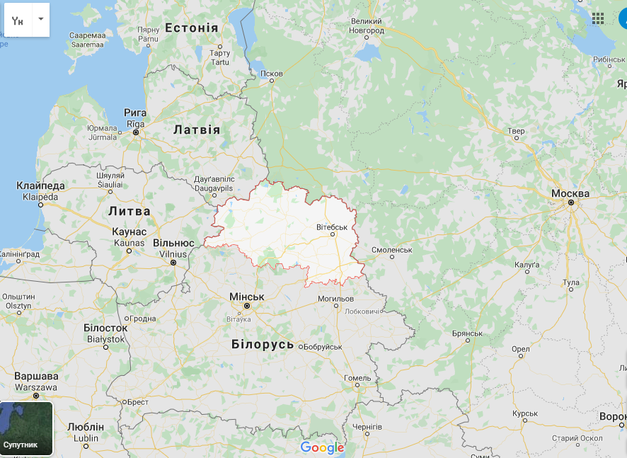 Вітебська область Білорусі межує з Росією