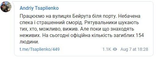 Telegram Андрія Цаплієнка