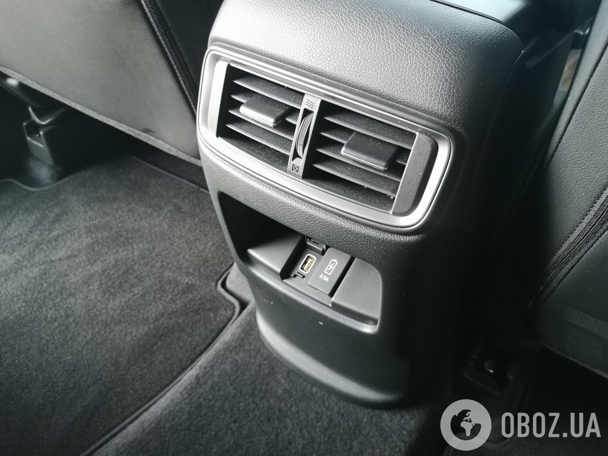 Для задніх пасажирів пропонуються індивідуальні дефлектори системи обігріву та вентиляції, а також два USB-роз'єму на 2,5 А кожен. Фото: