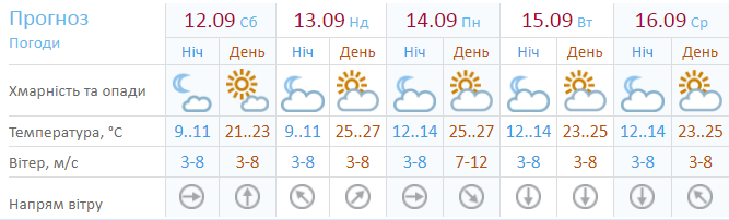 Прогноз на 5 дней.