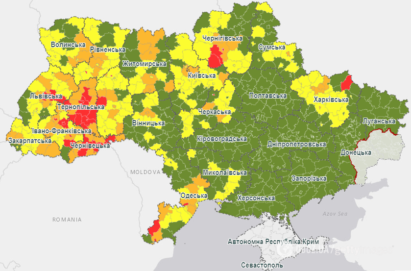 Киев отнесли к "оранжевой" зоне карантина