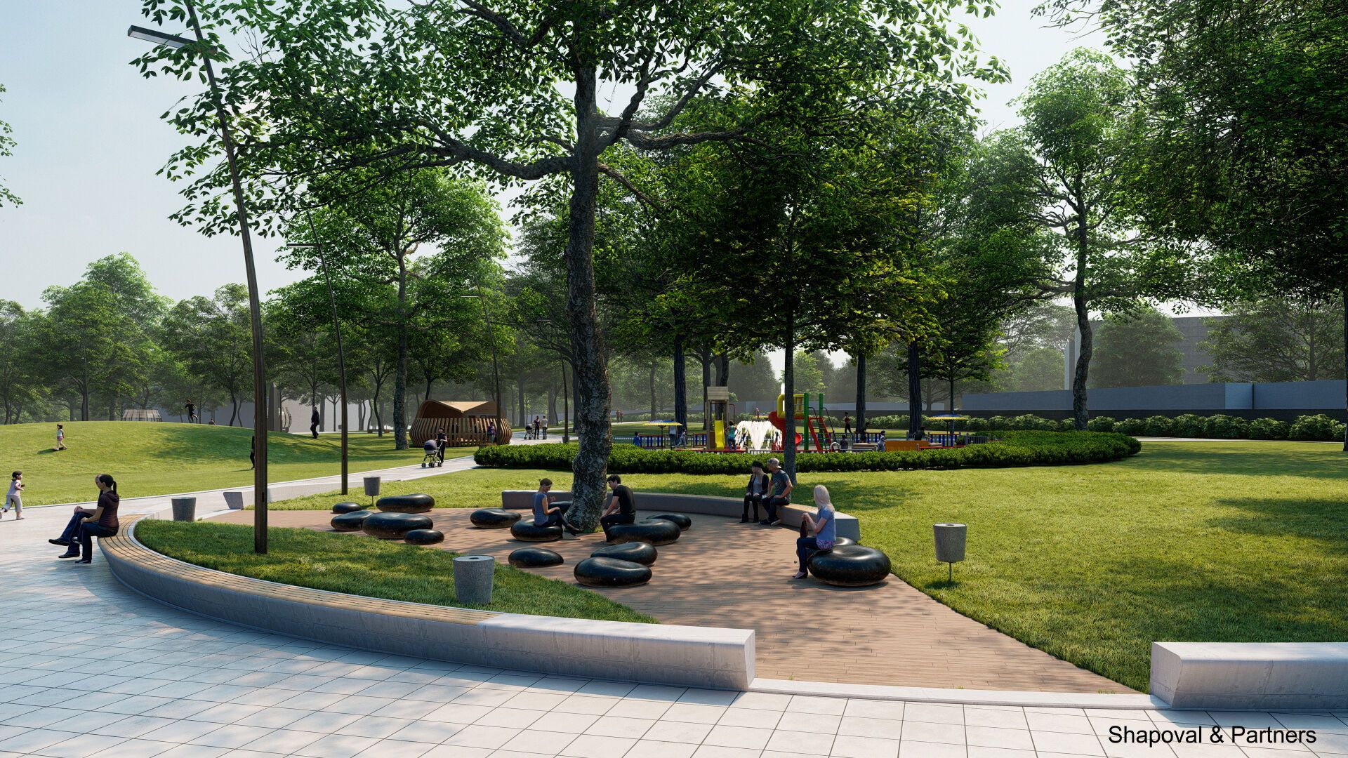 Концепция развития парка предусматривает его разделение на зоны для игр, отдыха