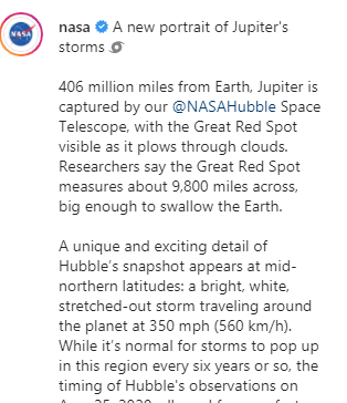 На Юпітері трапився шторм, що може поглинути Землю. Фото