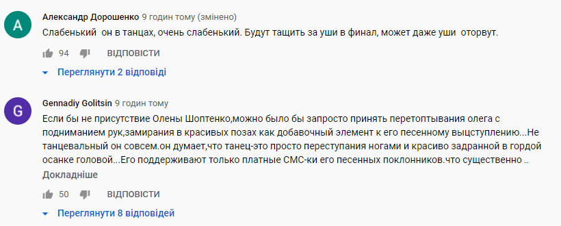 Танец Винника и Шоптенко не понравился пользователям.