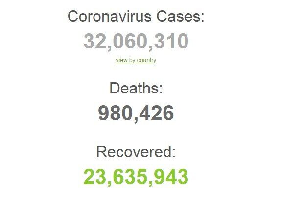 Коронавирусом заразились более 32 млн человек в мире.