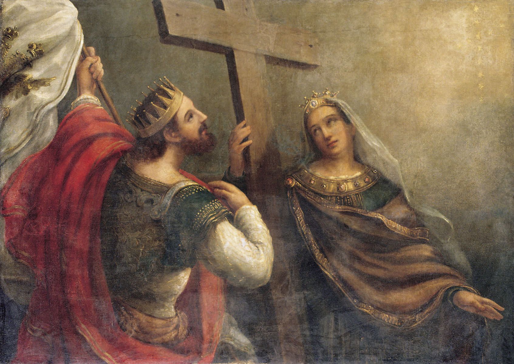 Святые Константин и Елена возле Животворящего Креста Господня. Картина В. Сазонова, XIX век