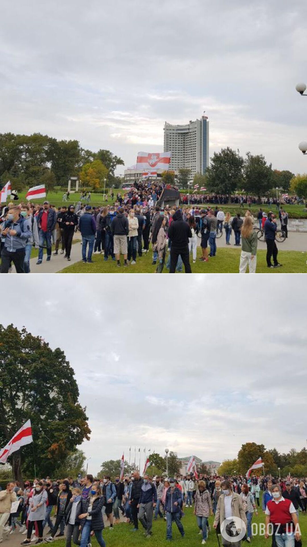 З різних кінців Мінська колони з декількох тисяч осіб влилася в основну, яка прямувала до Палацу незалежності