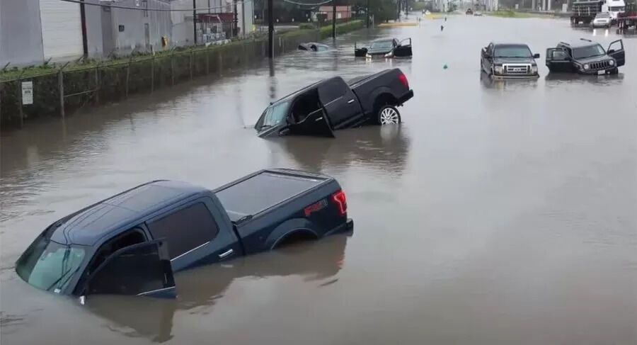 В США затопило тысячи автомобилей из-за урагана.