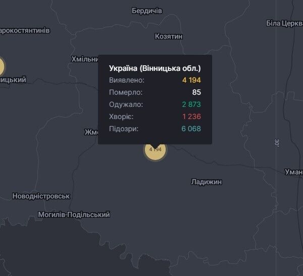 В Винницкой области зарегистрировано 4 194 случая заражения COVID-19.