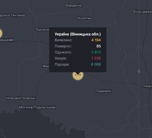 У Вінницькій області зареєстровано 4194 випадки зараження COVID-19.