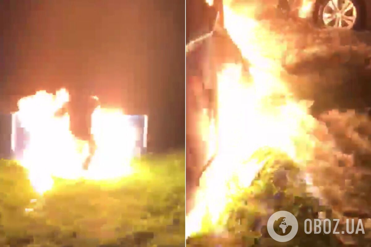 У результаті підпалу полум’я охопило чоловіка, траву довкола й басейн