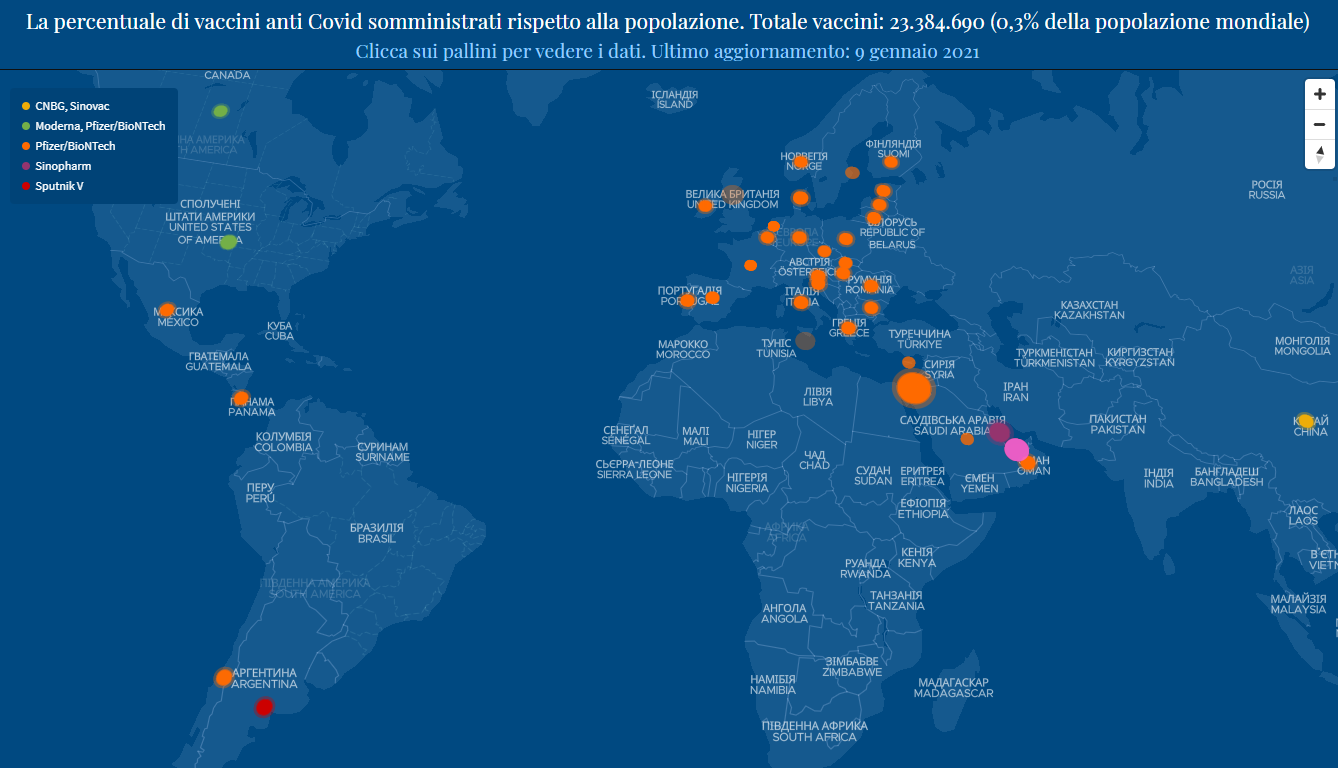 Данные по вакцинации против COVID-19 в мире