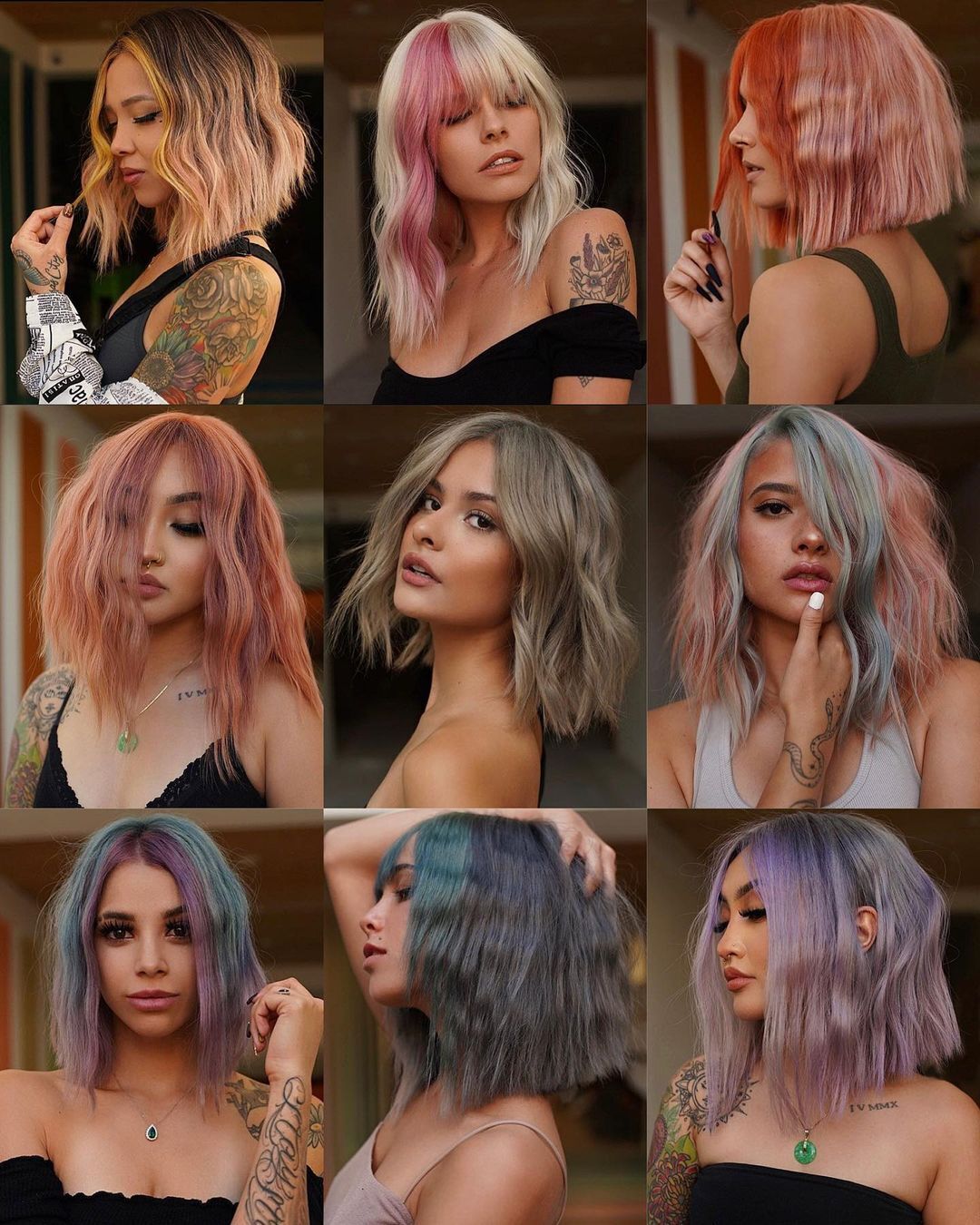 Окрашивания волос в разные цвета