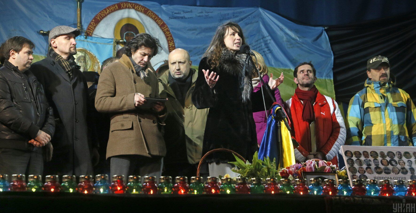 Татьяна Чорновол на Майдане Незалежности в Киеве.