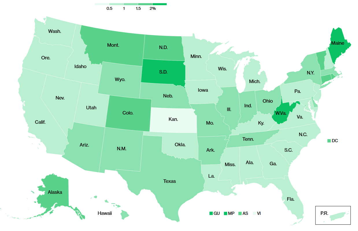 Карта вакцинації від COVID-19 у США