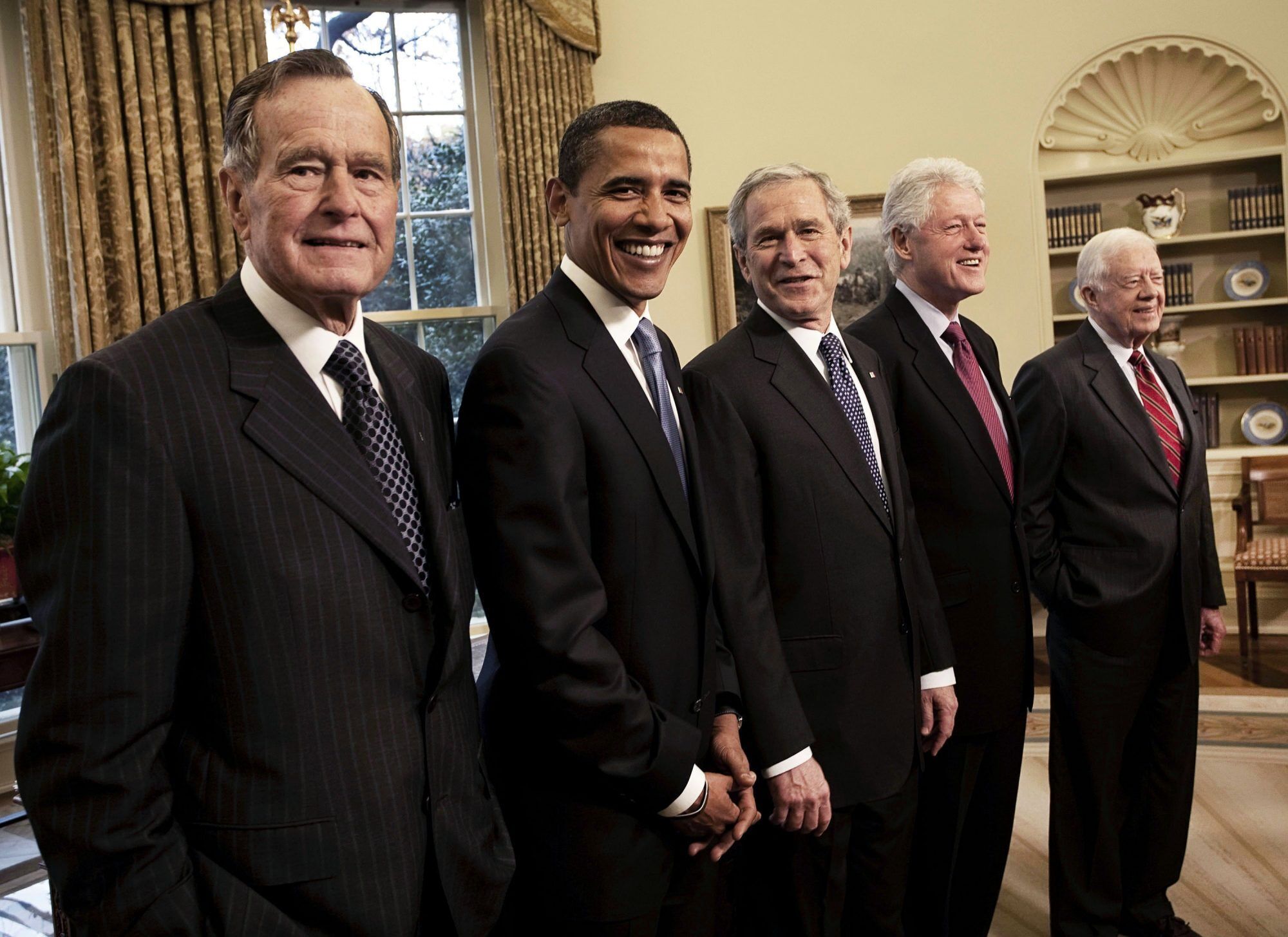 Джордж Буш-старший, Барак Обама, Джордж Буш-младший, Билл Клинтон и Джимми Картер