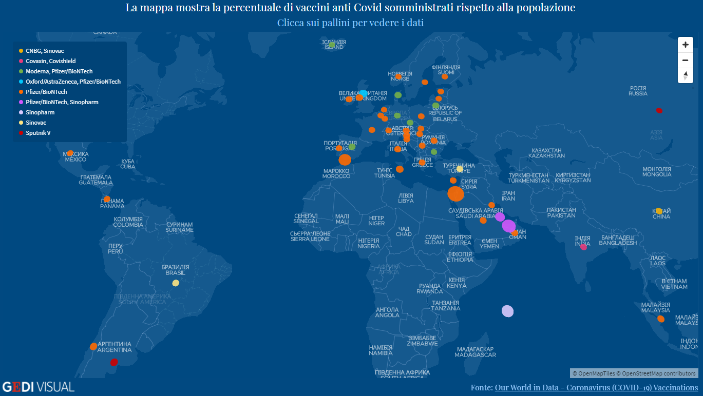 Карта по вакцинации в мире