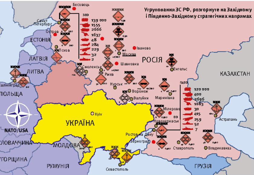 Угруповання ЗС РФ на Західному та Південно-Західному стратегічних напрямках