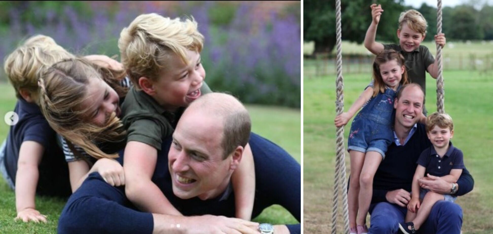 Принц Уильям играет с детьми.