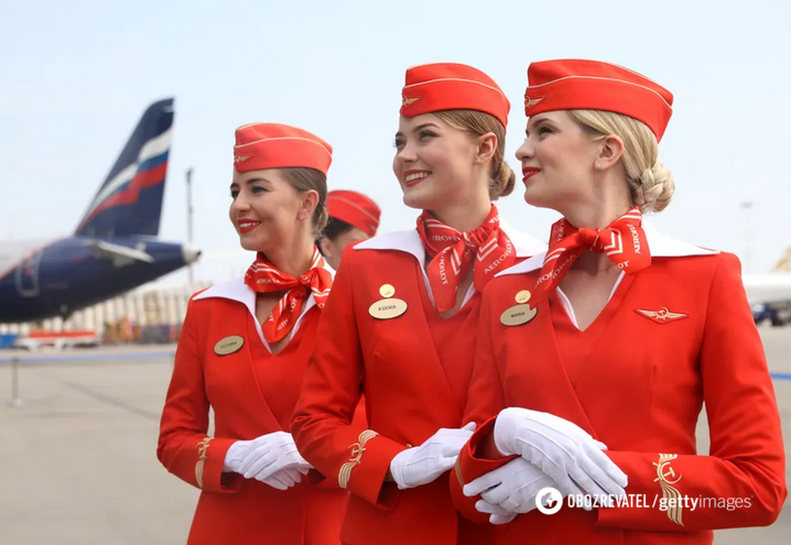 Бортпроводники Аэрофлота в России в 2018 году.