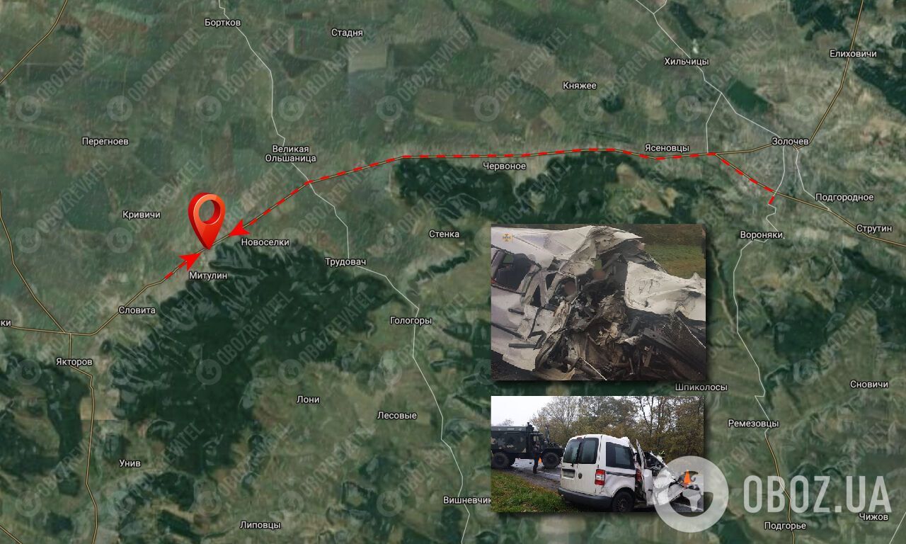 Легковушка выехала на встречную полосу в районе села Митулин на Львовщине.