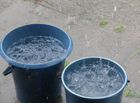 Немцы набирают дождевую воду.