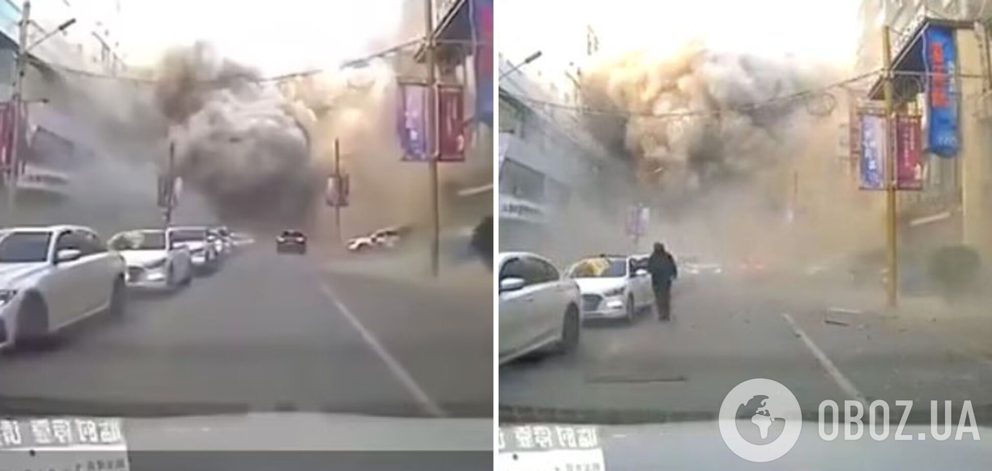 Момент взрыва попал на видеорегистраторы