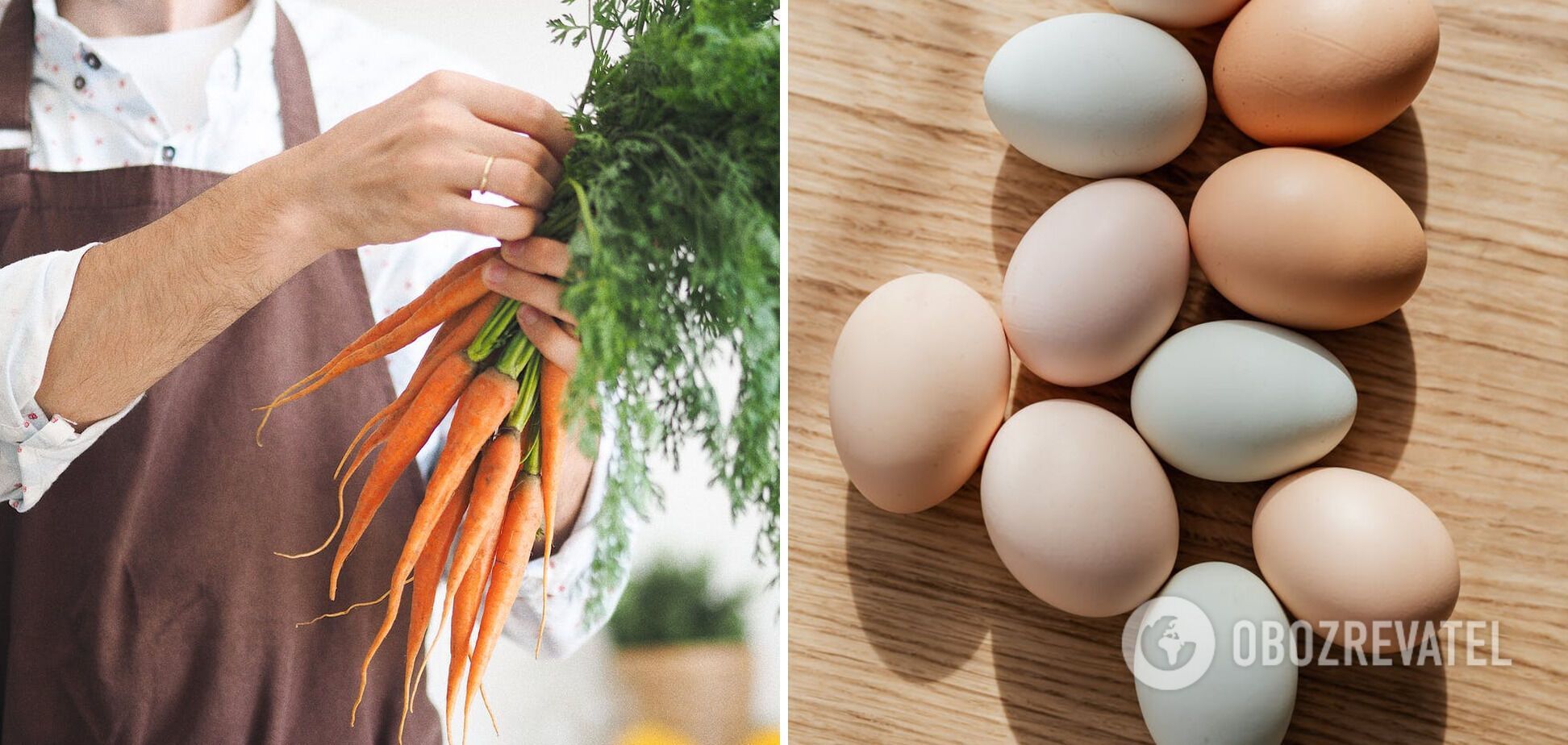 Отварные яйца и морковь