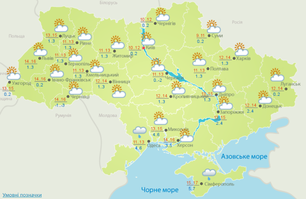 Погода в Украине 1 ноября.
