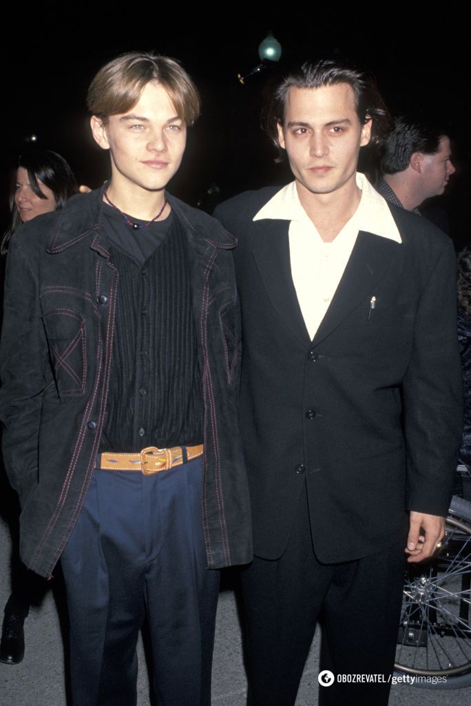 Леонардо Ді Капріо та Джонні Депп на прем'єрі фільму "Що глине Гілберта Грейпа".