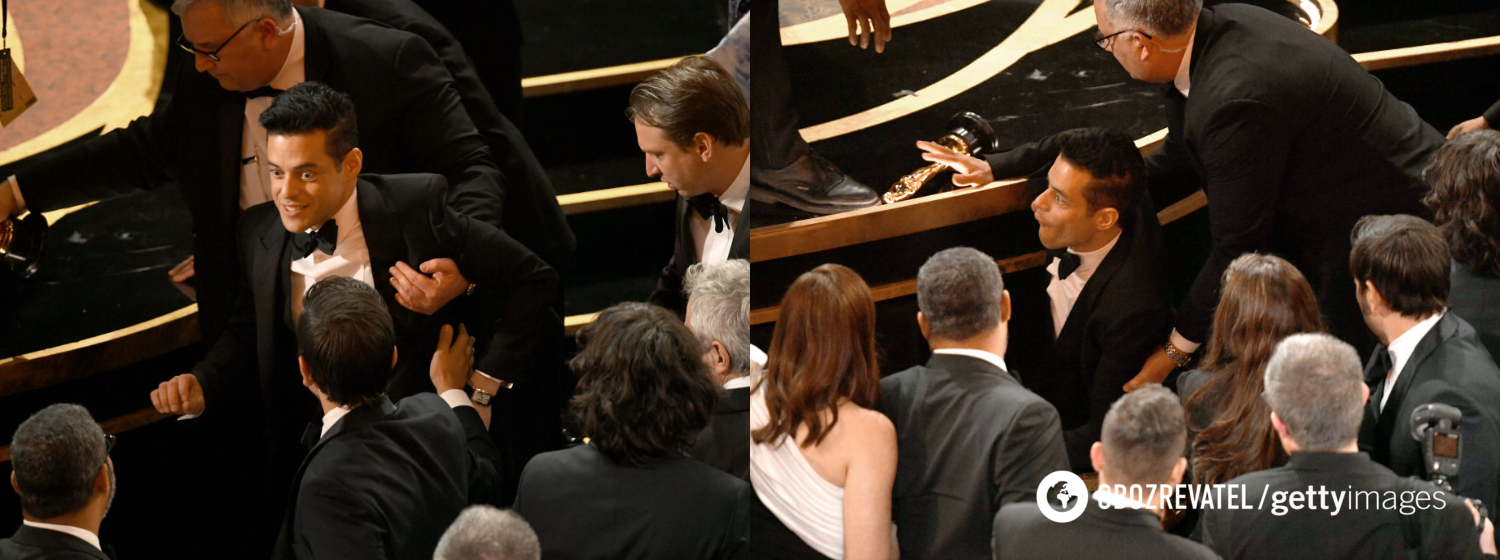 Рамі Малек, отримавши "Оскара", впав зі сцени.