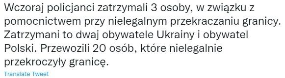 Скриншот поста полиции Подлясья в Twitter.