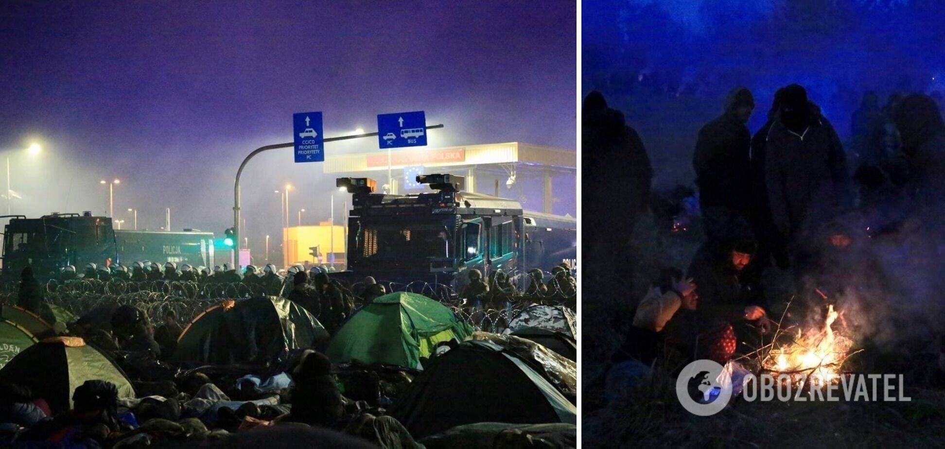 Мигранты разбили лагерь на беларусско-польской границе