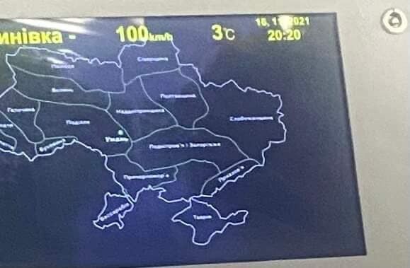 Карта України в поїзді УЗ, яка викликала суперечку в мережі