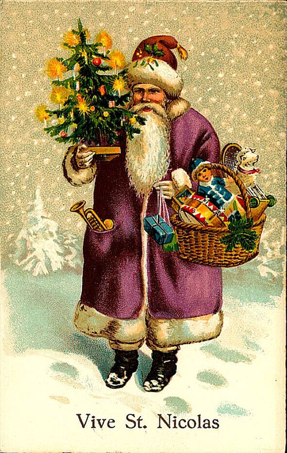 Святой Николай – прообраз Деда Мороза. Французская открытка