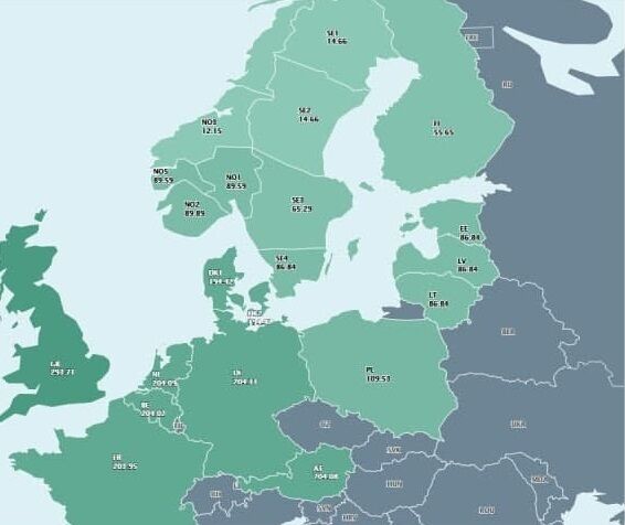 Цена электроэнергии в Европе